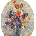 Fiori (ovale) olio su legno 50x67 cm